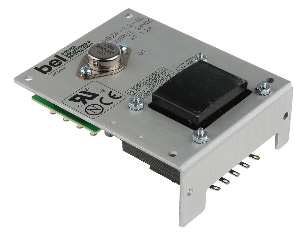 Produktfoto 1 von BEL POWER SOLUTIONS INC Linearnetzteil Offene Bauform, 1.2 A 24 V 5 Ausg.  L. 123.7 mm 28.8 W B. 101.6 mm T. 53.34 mm