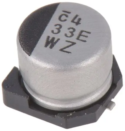 Produktfoto 1 von Nichicon WZ Oberfläche Kondensator 33 μF Lot 20 % / 25V dc, Ø 6.3 mm x 5.4 mm x 5.4 mm, 105 °C