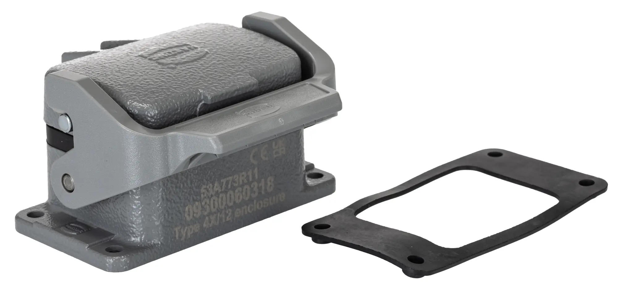Produktfoto 1 von HARTING 930 Gehäuse für robusten Stromversorgungsstecker Einhebel 1, SMD 6B Steckverbindergehäuse, IP65