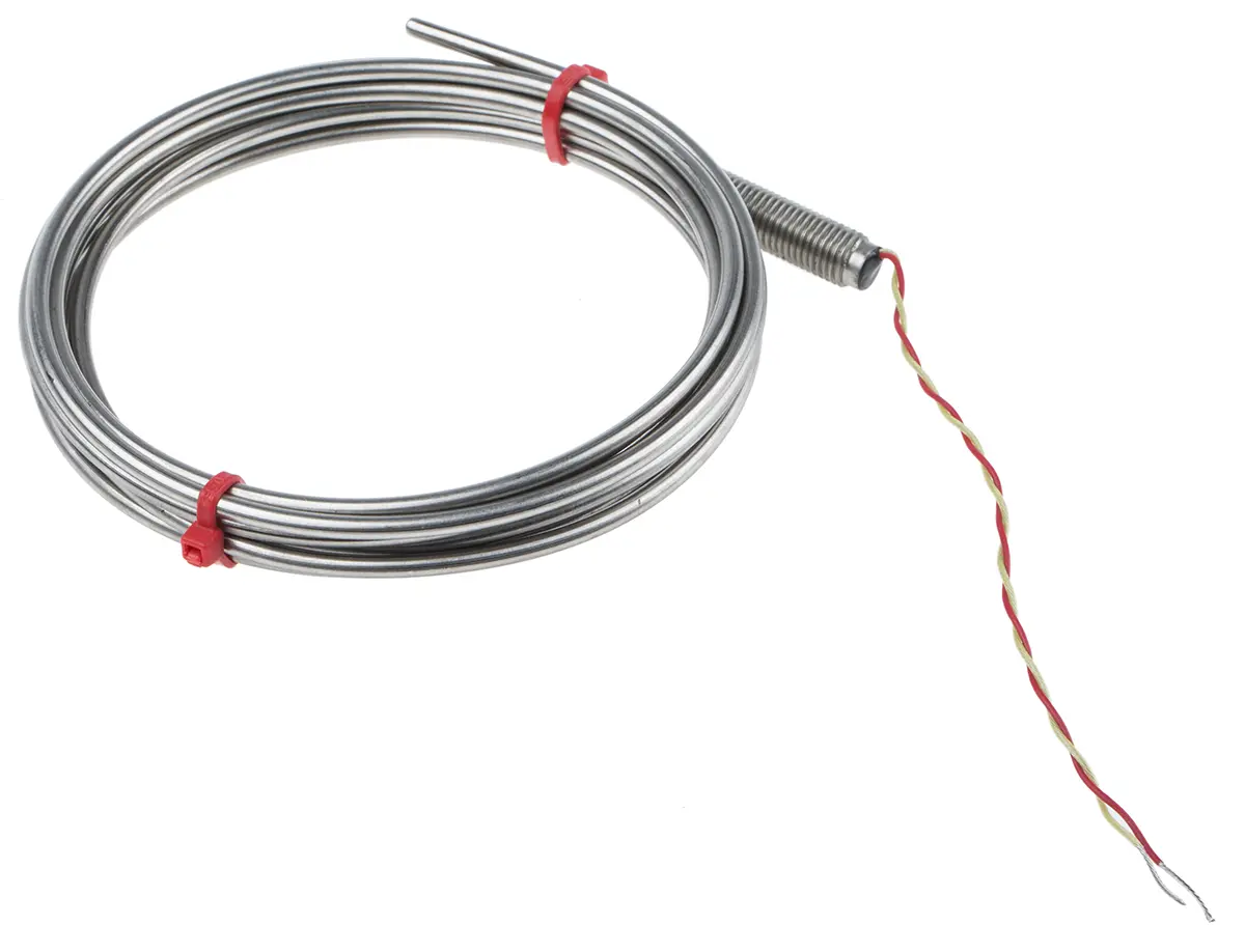 Produktfoto 1 von RS PRO Edelstahl Mineralisoliertes Thermoelement Typ K, Ø 3mm x 2m → +1100°C