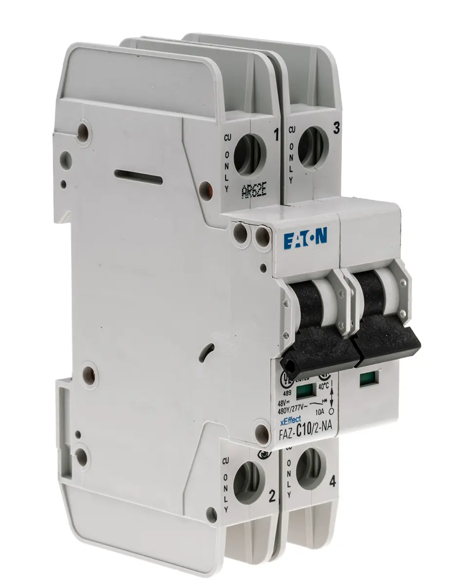 Produktfoto 1 von Eaton xEffect Miniaturüberlastschalter Typ C, Pol 2-polig 10 A 415 V ac, Abschaltvermögen 10 kA xEffect 60 V dc