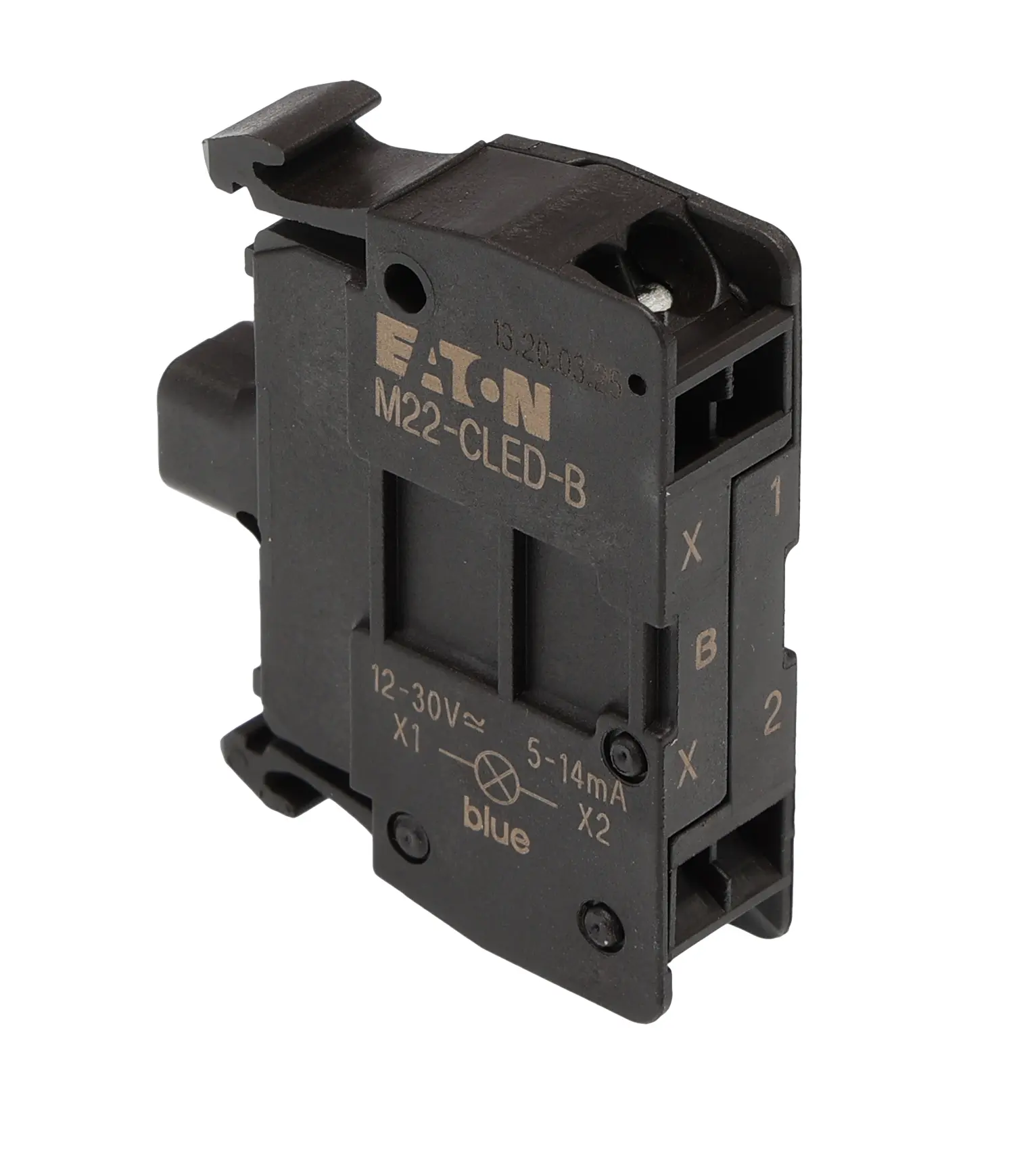 Produktfoto 1 von Eaton RMQ Titan M22 Druckschalter-Schaltelement Anzeigenblock LED Blau beleuchtet 1 Schließer/1 Öffner 12V ac/dc, 30 V