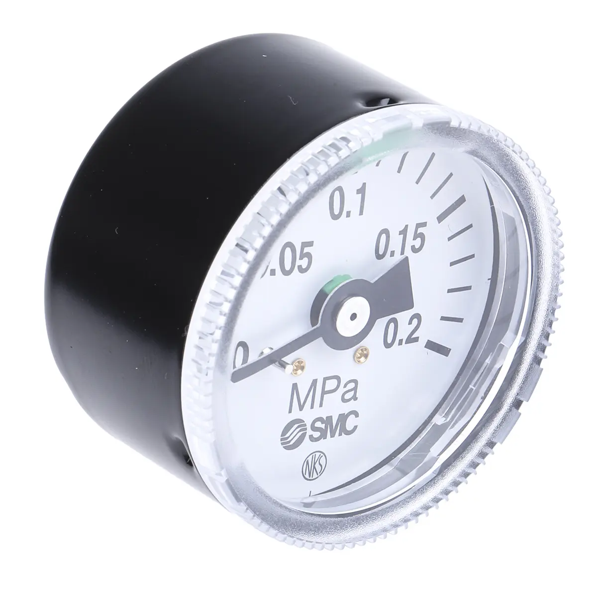Produktfoto 1 von SMC Druckmessgerät Prozessanschluss hinten Analog 0MPa → 0.2MPa ± 3%, Ø 42.5mm Alu-Druckguss Gehäuse