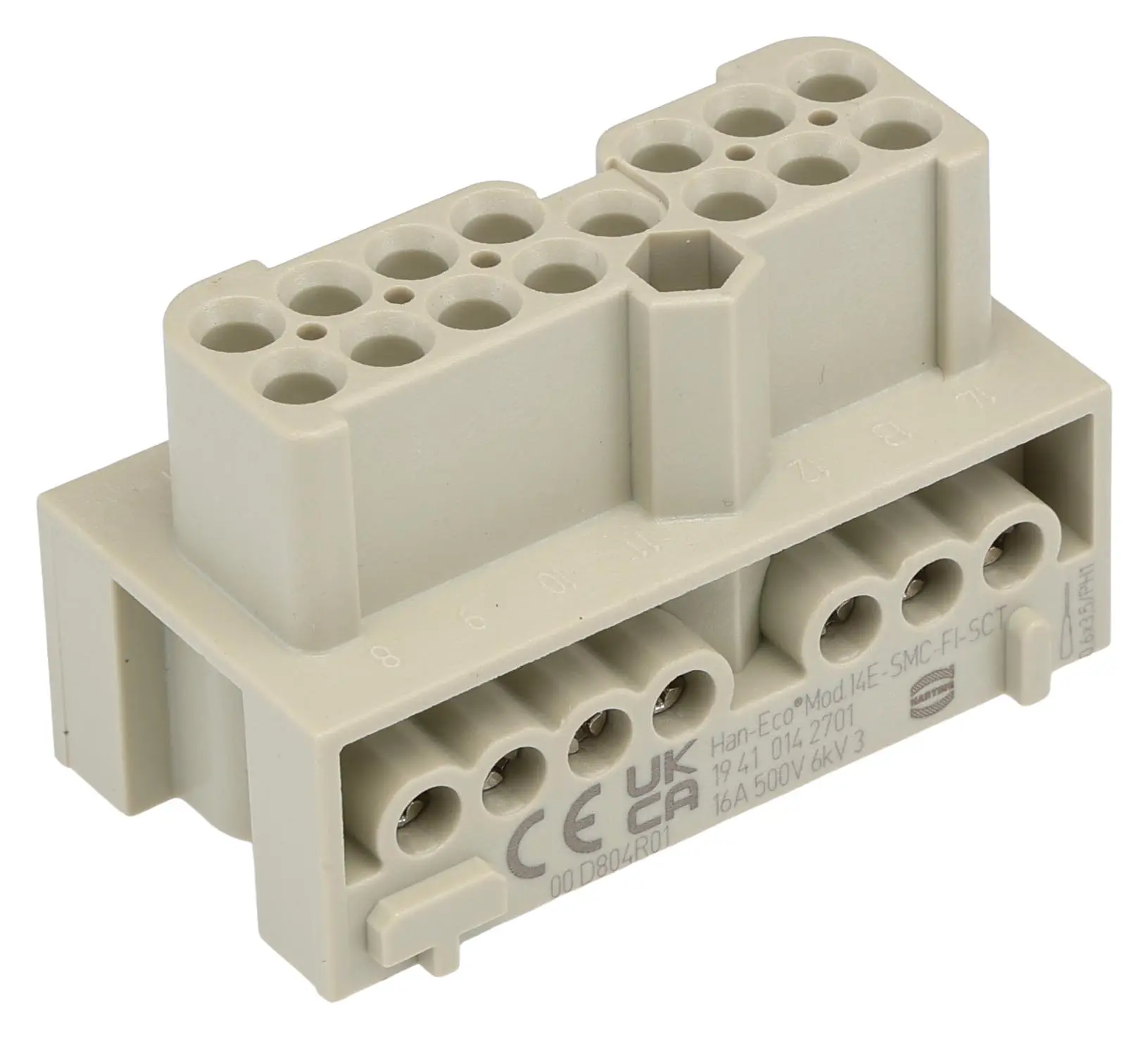 Produktfoto 1 von HARTING Han-Eco Industrie-Steckverbinder Kontakteinsatz, 14-polig 16A Buchse, Schrauben