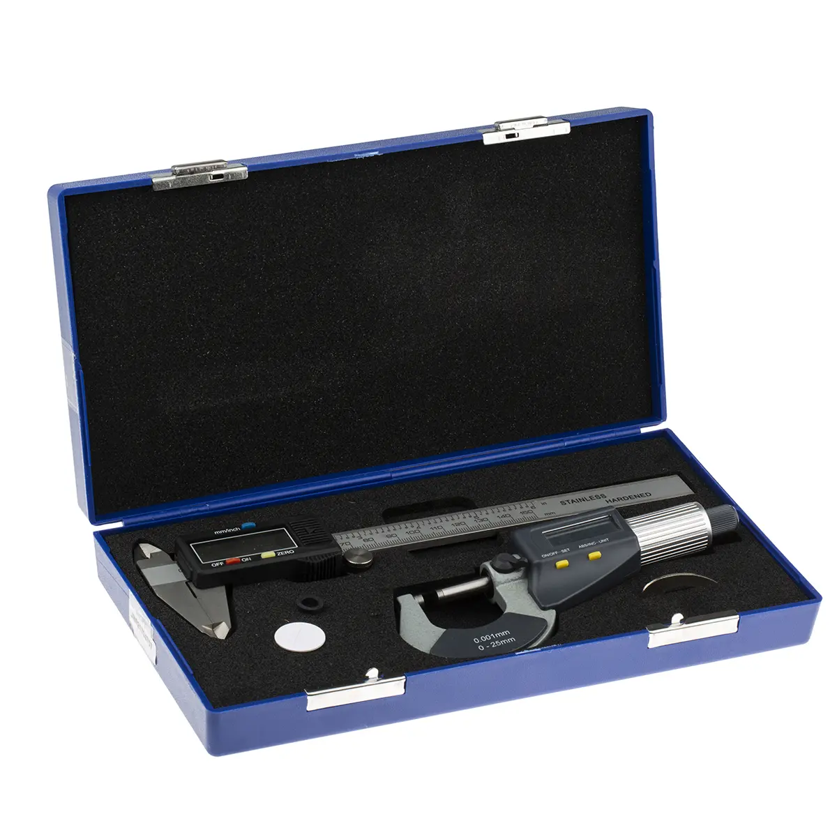 Produktfoto 1 von RS PRO Edelstahl Messwerkzeug-Satz, Beide Digitaler Messschieber, Mikrometer, Lineal, 0.04 mm
