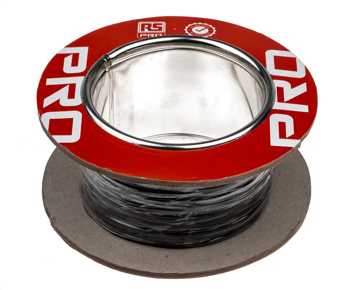 Produktfoto 1 von RS PRO Einzeladerleitung 0,12 mm², 26 AWG 100m Schwarz PTFE isoliert Ø 0.8mm 7/0,15 mm Litzen