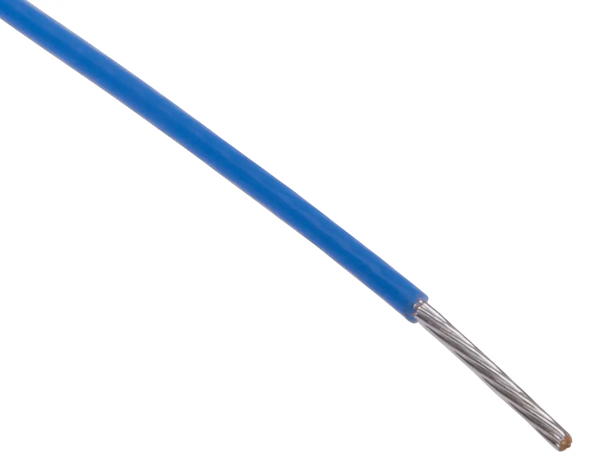 Produktfoto 1 von RS PRO Einzeladerleitung 0,22 mm², 24 AWG 100m Blau PTFE isoliert Ø 0.95mm 7/0,2 mm Litzen