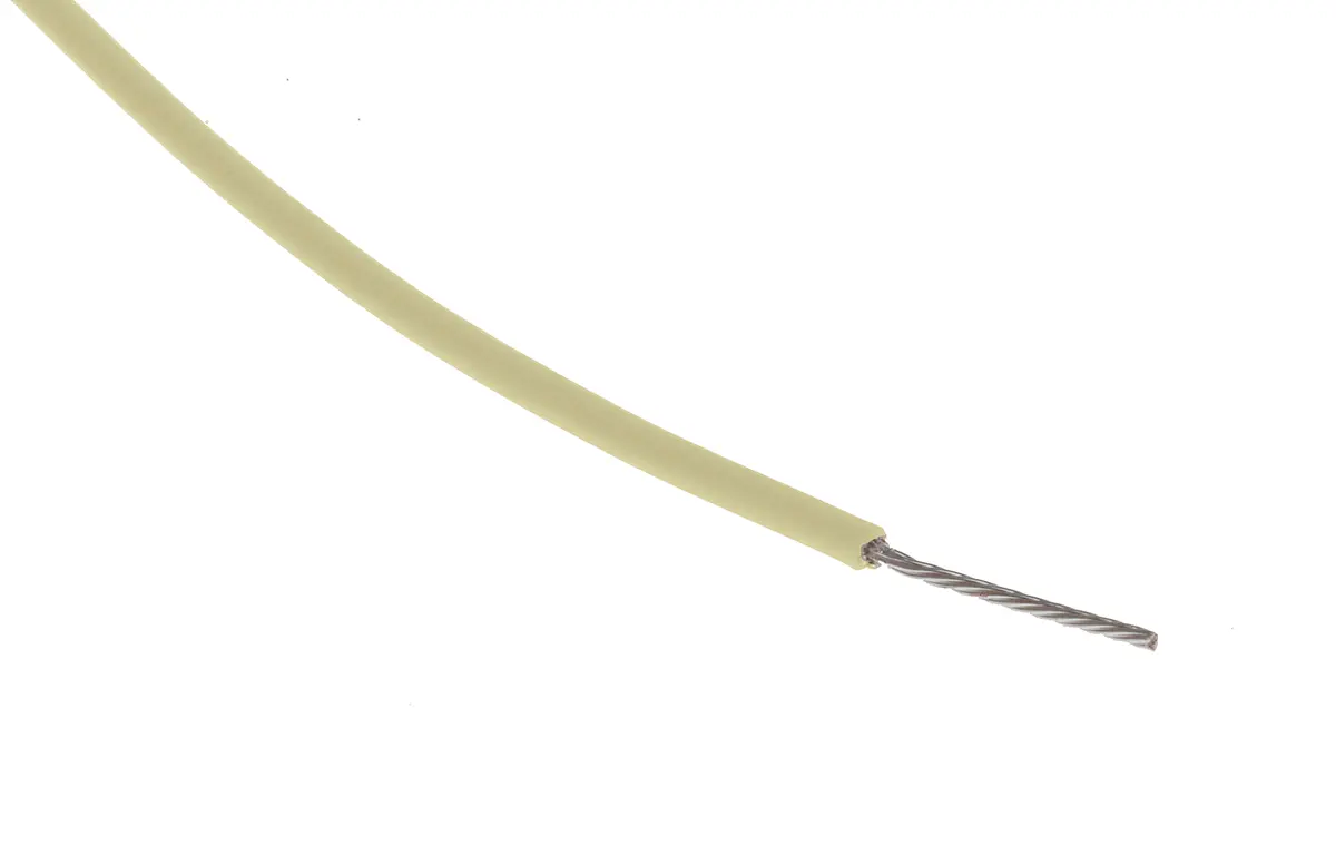Produktfoto 1 von RS PRO Einzeladerleitung 0,12 mm², 26 AWG 100m Gelb PTFE isoliert Ø 0.8mm 7/0,15 mm Litzen