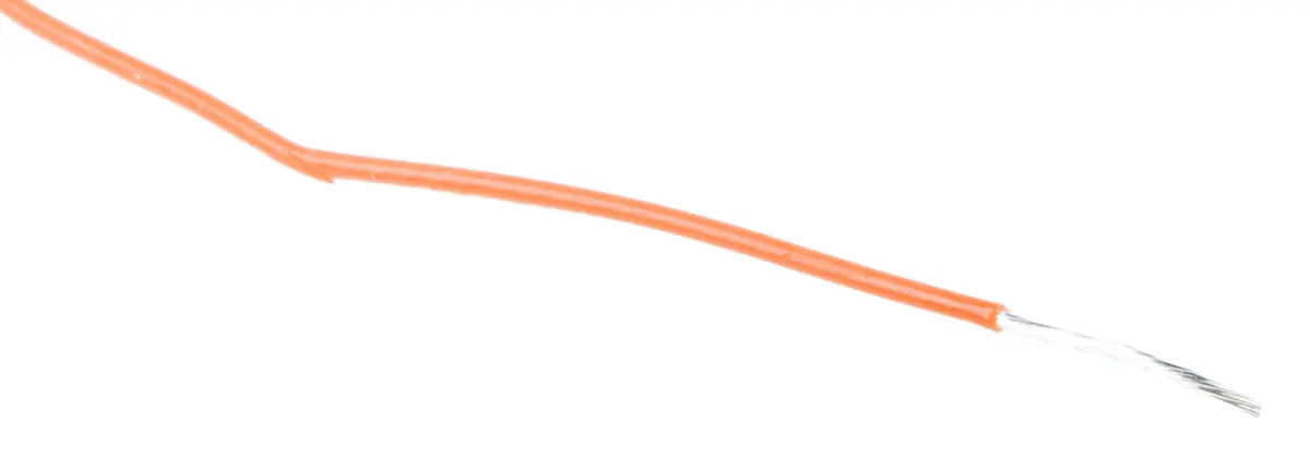 Produktfoto 1 von RS PRO Einzeladerleitung 0,12 mm², 26 AWG 100m Orange PTFE isoliert Ø 0.8mm 7/0,15 mm Litzen