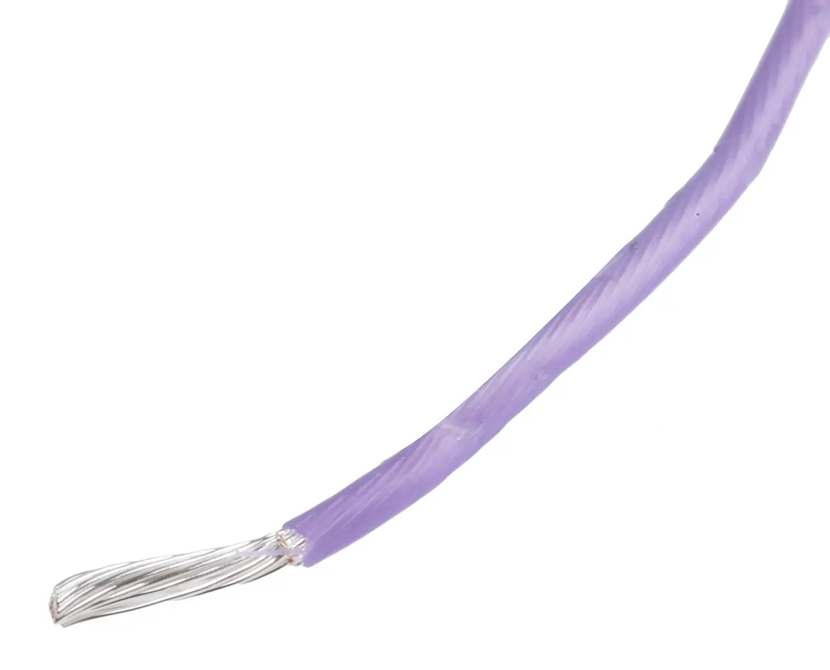 Produktfoto 1 von RS PRO Einzeladerleitung 0,6 mm², 20 AWG 100m Violett PTFE isoliert Ø 1.35mm 19/0,2 mm Litzen