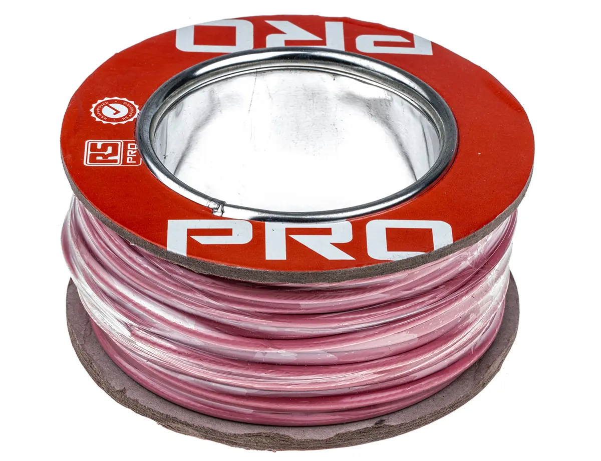Produktfoto 1 von RS PRO Einzeladerleitung 3 mm², 22 AWG 25m Rosa PTFE isoliert Ø 3.31mm 19/0,45 mm Litzen