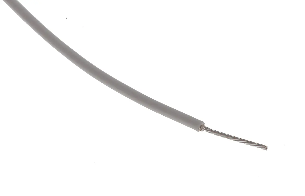 Produktfoto 1 von RS PRO Einzeladerleitung 0,6 mm², 20 AWG 100m Grau PTFE isoliert Ø 1.6mm 19/0,2 mm Litzen