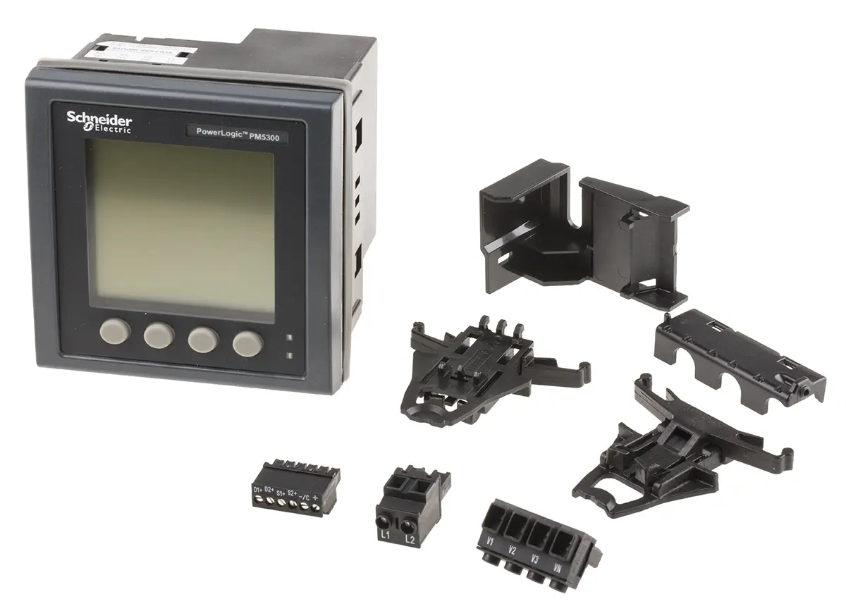 Produktfoto 1 von Schneider Electric PM5000 Leistungsmessgerät LCD 92 mm x 92 mm Digital / 3-phasig 2 Ausg. 2 Eing. Impulsausgang