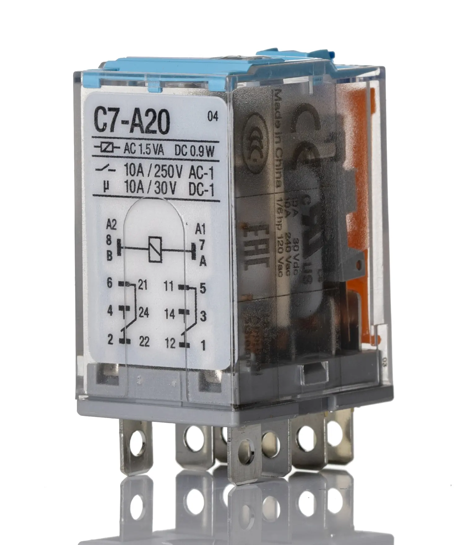 Produktfoto 1 von Turck C7-A20 Leistungsrelais 24V dc Spule 2-poliger Umschalter 10A 594 Ω 1 W