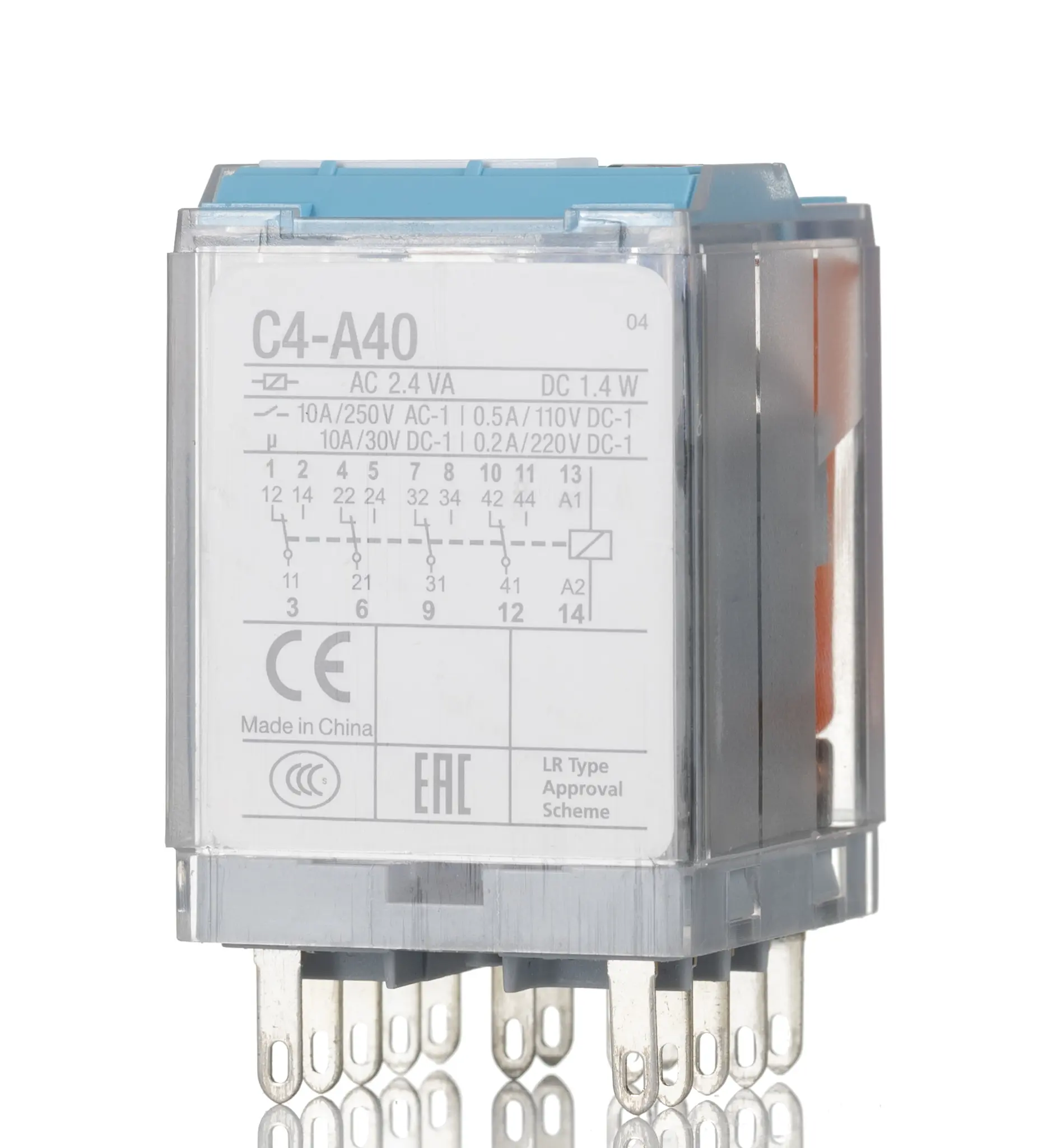 Produktfoto 1 von Turck C4-A40 Leistungsrelais 24V dc Spule 4-poliger Schließer 6A 414 Ω 1.4 W