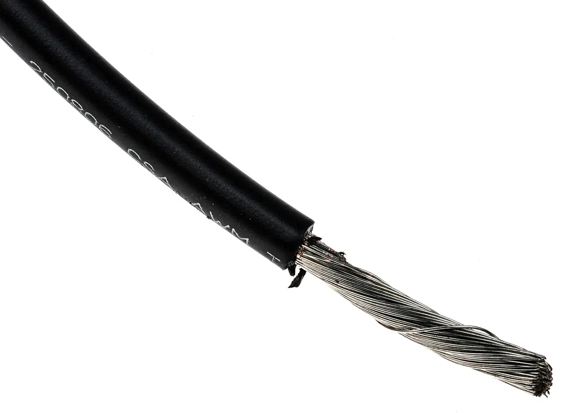 Produktfoto 1 von Alpha Wire Einzeladerleitung 5,2 mm², 10 AWG 100ft Schwarz PVC isoliert Ø 4.67mm 105/0,25 mm Litzen UL1015