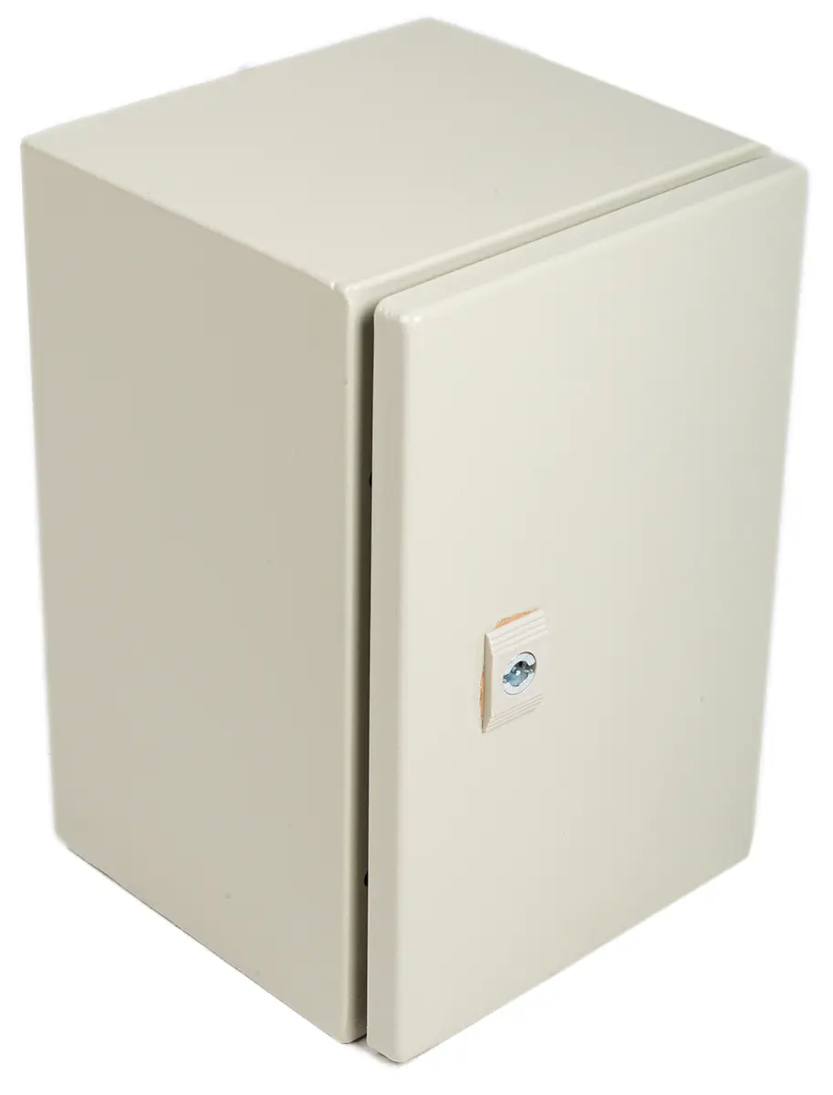 Produktfoto 1 von RS PRO Stahl Wandanschlusskasten RAL 7032 IP66, HxBxT 300 mm, 200 mm x 200 mm