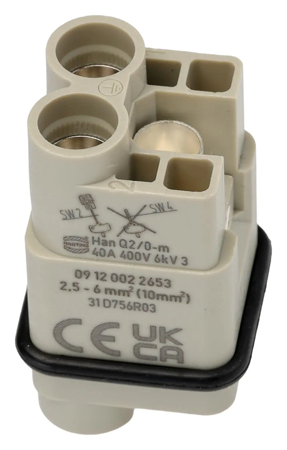 Produktfoto 1 von HARTING HAN Q Industrie-Steckverbinder Kontakteinsatz, 2-polig 40A Stecker, Schrauben