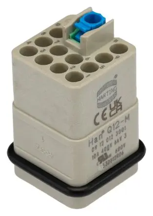 Produktfoto 1 von HARTING 0912 Industrie-Steckverbinder Kontakteinsatz Stecker, 12-polig 10A, Kabel, Steckverbindereinsatz