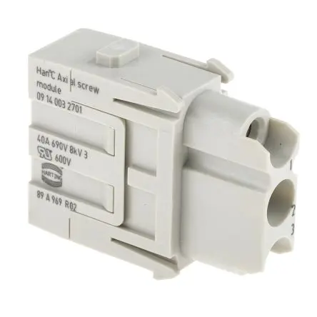 Produktfoto 1 von HARTING 0914 Modul für robusten Stromversorgungsstecker Buchse, 3-polig 40A, Kabel, Axialmodul