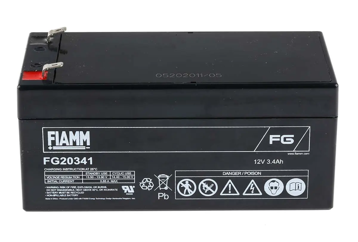Produktfoto 1 von Fiamm Abgedichteter Bleiakku, 12V / 3.4Ah, Faston F1-Anschluss, 134 x 67 x 67mm