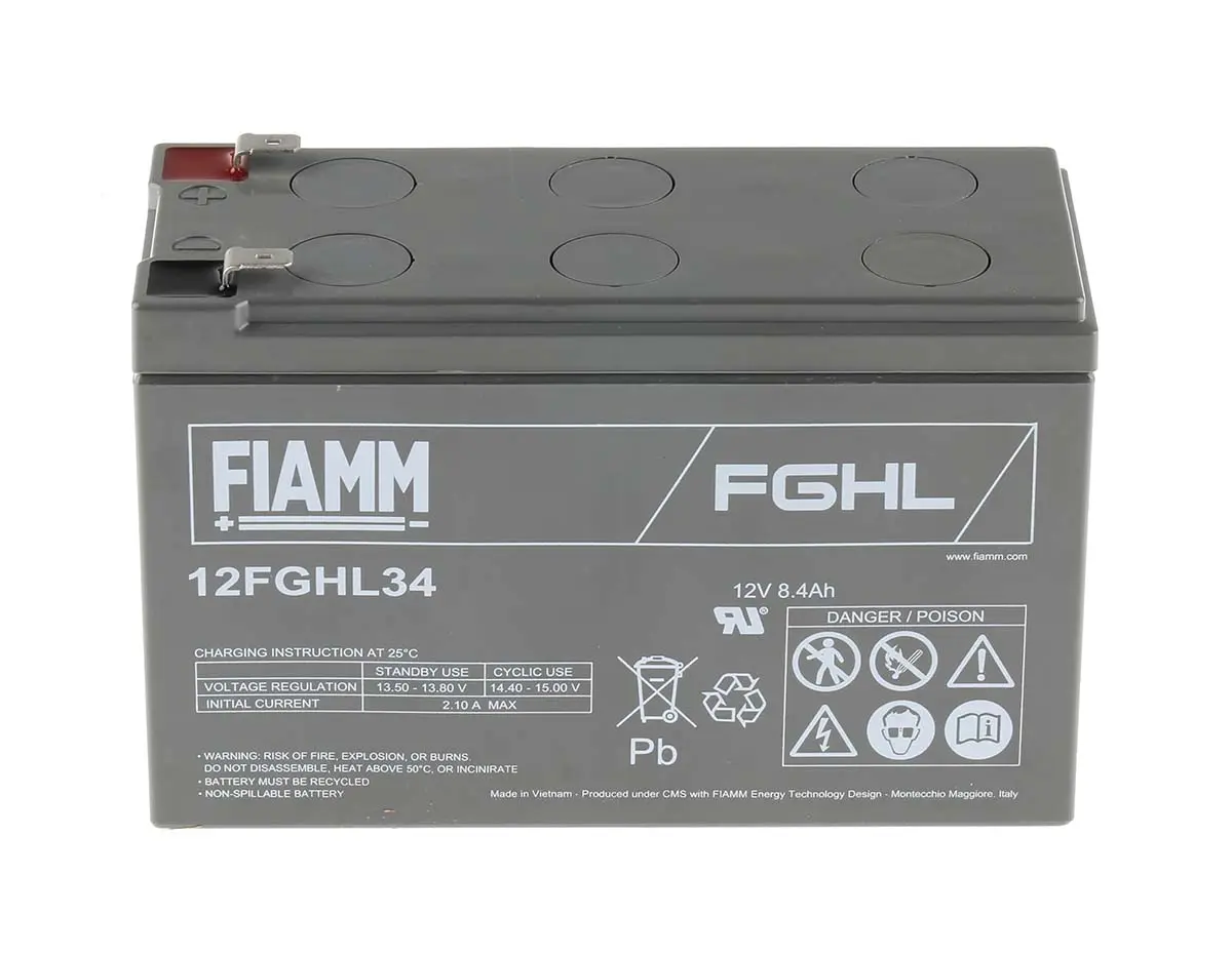 Produktfoto 1 von Fiamm Abgedichteter Bleiakku, 12V / 8.4Ah, Faston F2-Anschluss, 151 x 65 x 100mm