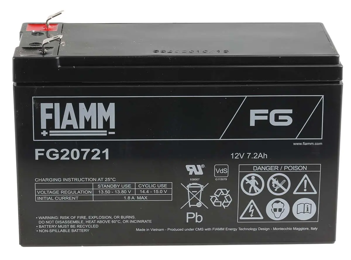 Produktfoto 1 von Fiamm Abgedichteter Bleiakku, 12V / 7.2Ah, Faston F1-Anschluss, 151 x 65 x 100mm