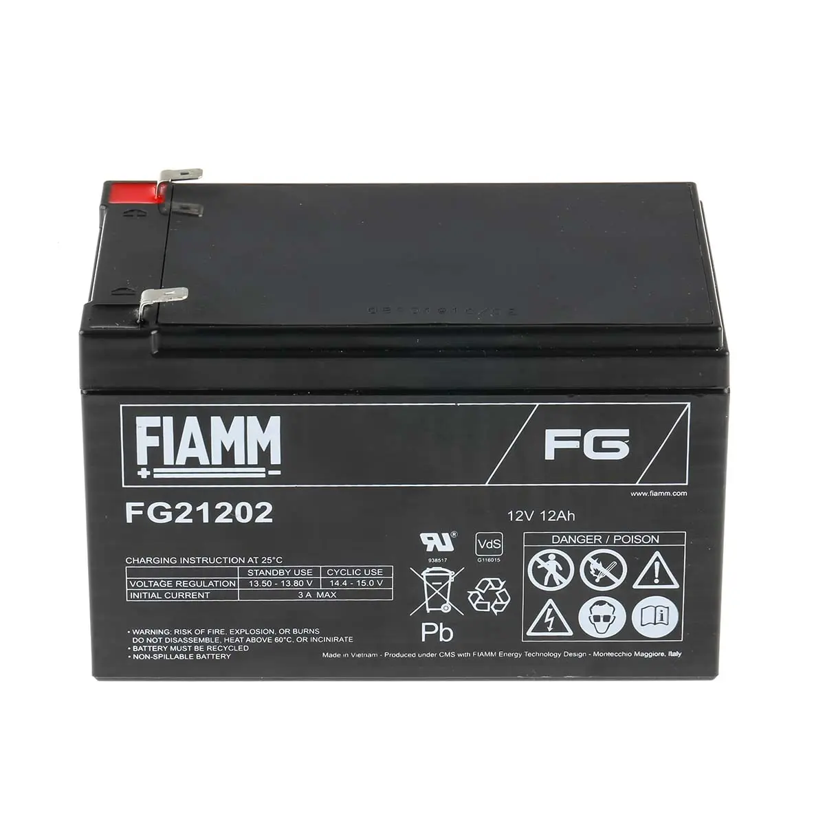Produktfoto 1 von Fiamm Abgedichteter Bleiakku, 12V / 12Ah, Faston F2-Anschluss, 151 x 98 x 100mm