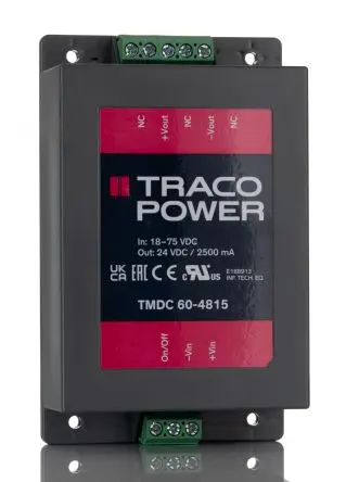TRACOPOWER TMDC 60 DC/DC Konverter, 24V dc OUT 2.5 A Chassismontage 75V dc 2.5 kV dc -40 °C 85 °C