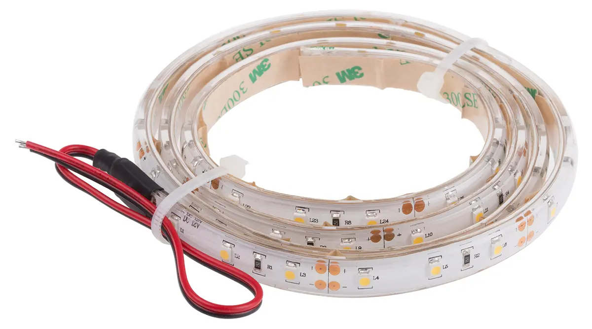 Produktfoto 1 von RS PRO LS LED-Streifen 3200k, Weiß, 1 m x 10 mm 12V 60LEDs/M, 400 lm/m IP65 4.8 W/M