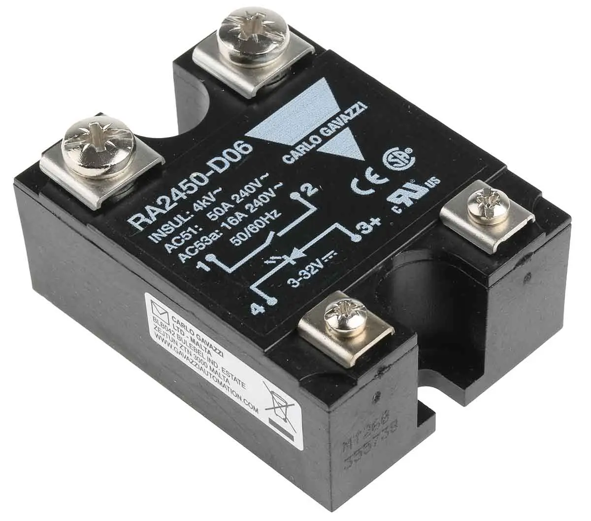 Produktfoto 1 von Carlo Gavazzi RA24 Panel Halbleiterausgang, SPST 280 V ac 32V dc / 50 A