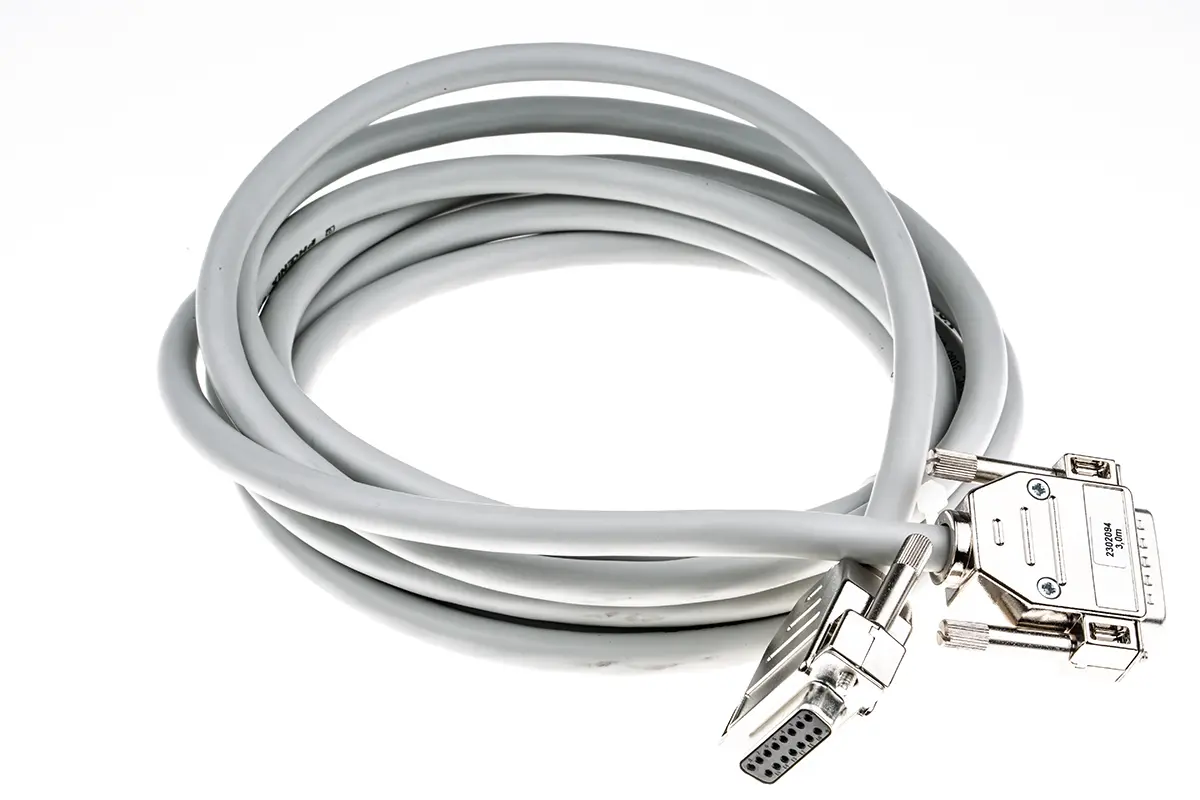 Produktfoto 1 von Phoenix Contact 230 Serielles Kabel / DB15 Stecker / DB15 Buchse, 3 m Halbsteifes Polyvinylchlorid, Grau, cUL, CSA, EAC