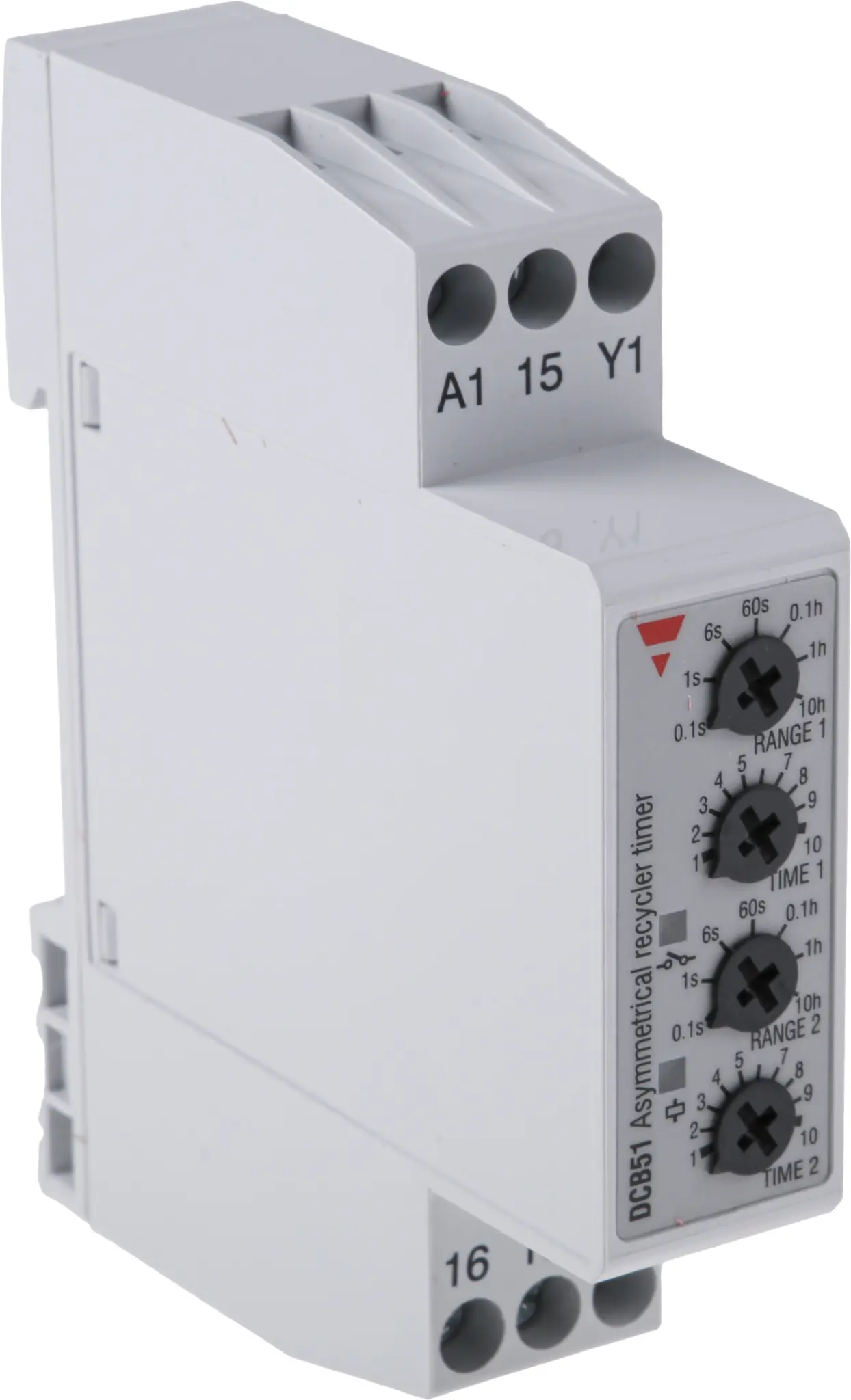 Produktfoto 1 von Carlo Gavazzi Zeitrelais, DIN-Schienen, 0.1 s → 100h, 24 V dc, 24 → 240V ac, 2 Kont. Multifunktion,