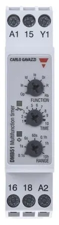Produktfoto 1 von Carlo Gavazzi DMB Zeitrelais, DIN-Hutschiene 12 to 240 V dc 24V ac, 240 V ac, 0.1 s to 100 h, 2 Kont. Multifunktion,