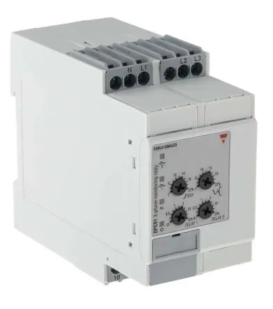Produktfoto 1 von Carlo Gavazzi DPC01 Überwachungsrelais 3-phasig, 1-poliger Umschalter DIN-Hutschiene