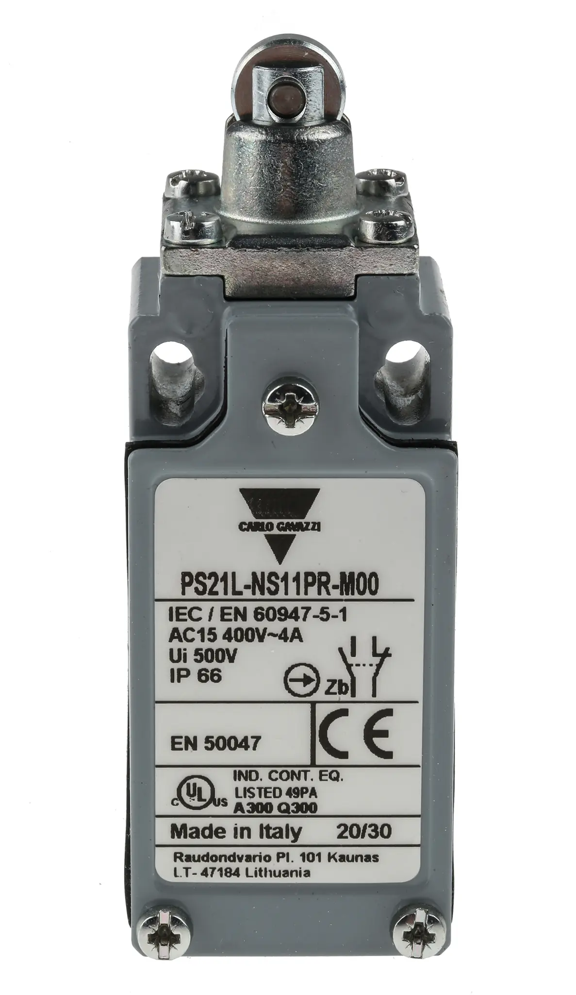 Produktfoto 1 von Carlo Gavazzi Endschalter, Rollenstößel, 1-poliger Wechsler, Schließer/Öffner, IP 66, Zink, 24 V ac 10A Anschluss 1/2