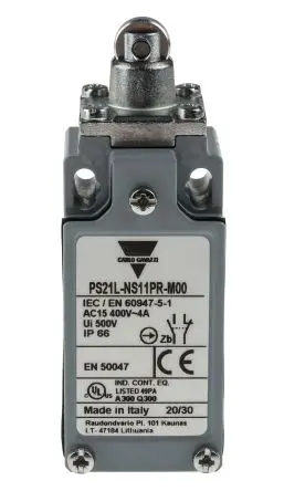 Produktfoto 1 von Carlo Gavazzi PS21L Endschalter, Rollenstößel 1 Schließer/1 Öffner, IP66, Zink 400V ac 1.8A