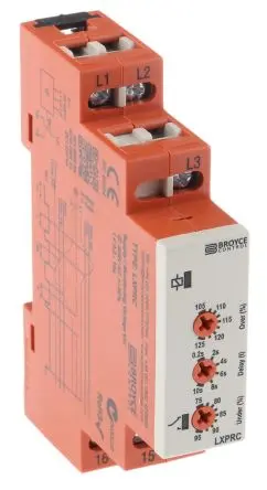 Produktfoto 1 von Broyce Control L Überwachungsrelais 3-phasig, 1-poliger Umschalter DIN-Hutschiene
