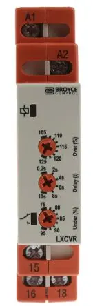 Produktfoto 1 von Broyce Control L Überwachungsrelais 1-phasig, 1-poliger Umschalter DIN-Hutschiene