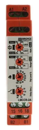 Produktfoto 1 von Broyce Control L Überwachungsrelais 3-phasig, 1-poliger Umschalter Überstrom, Unterstrom 0.02A, DIN-Hutschiene, 25 V ac,
