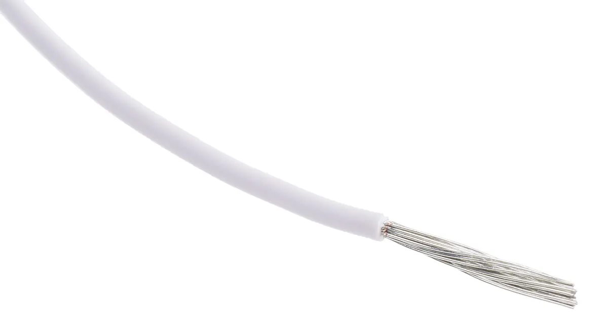 Produktfoto 1 von RS PRO Einzeladerleitung 0,6 mm², 20 AWG 100m Weiß PVC isoliert Ø 1.9mm 19/0,2 mm Litzen