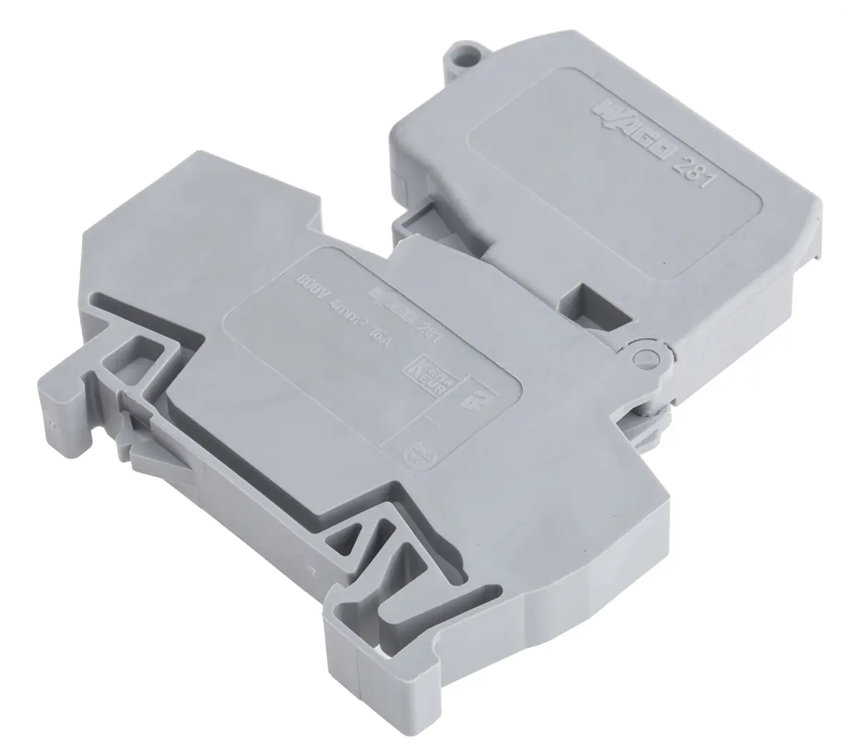 Produktfoto 1 von WAGO 281 Abgesicherter Anschlussklemmenblock 1 Grau, 4mm², 800V Zugfederklemme Abgesichert