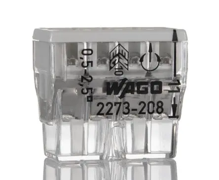 Produktfoto 1 von WAGO 2273 COMPACT PUSH WIRE Kupfer Abzweigkasten-Steckverbinder 24A Grau 8-polig Einsteck-Anschluss 16AWG, 20 AWG