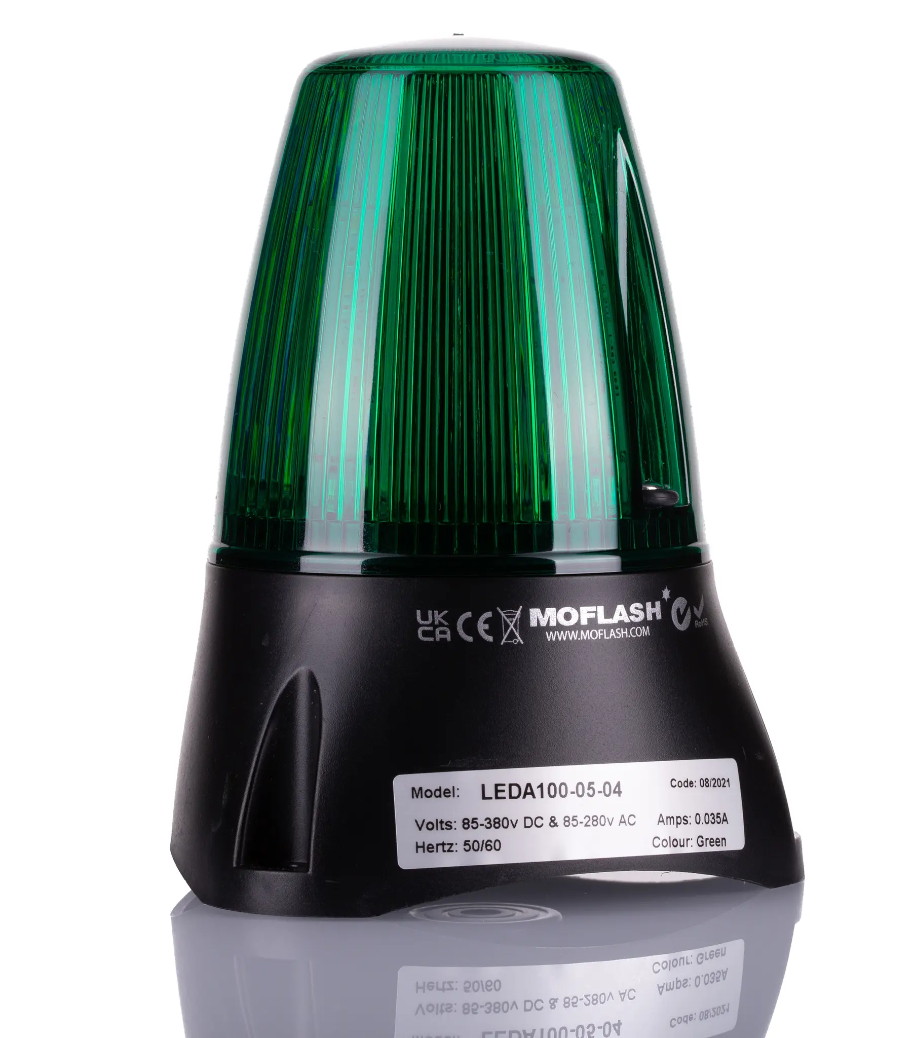 Produktfoto 1 von Moflash LEDA100 LED Blitz-Licht Summer-Signalleuchte Grün / 80dB, 85 → 280 V AC, 85 → 380 V DC