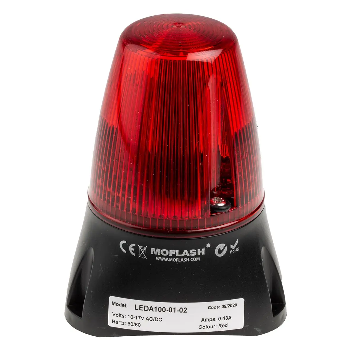 Produktfoto 1 von Moflash LEDA100 LED Blitz-Licht Summer-Signalleuchte Rot / 80dB, 10 → 17 V ac/dc
