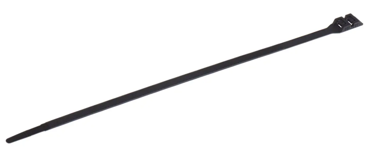 Produktfoto 1 von RS PRO DK Nylon 6.6 Kabelbinder Doppelverriegelung Schwarz 9 mm x 360 mm