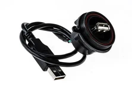Produktfoto 1 von Bulgin, Gerade USB USB-Steckverbinder Stecker USB Typ A 1, Panel USB 2.0 IP68, IP69K