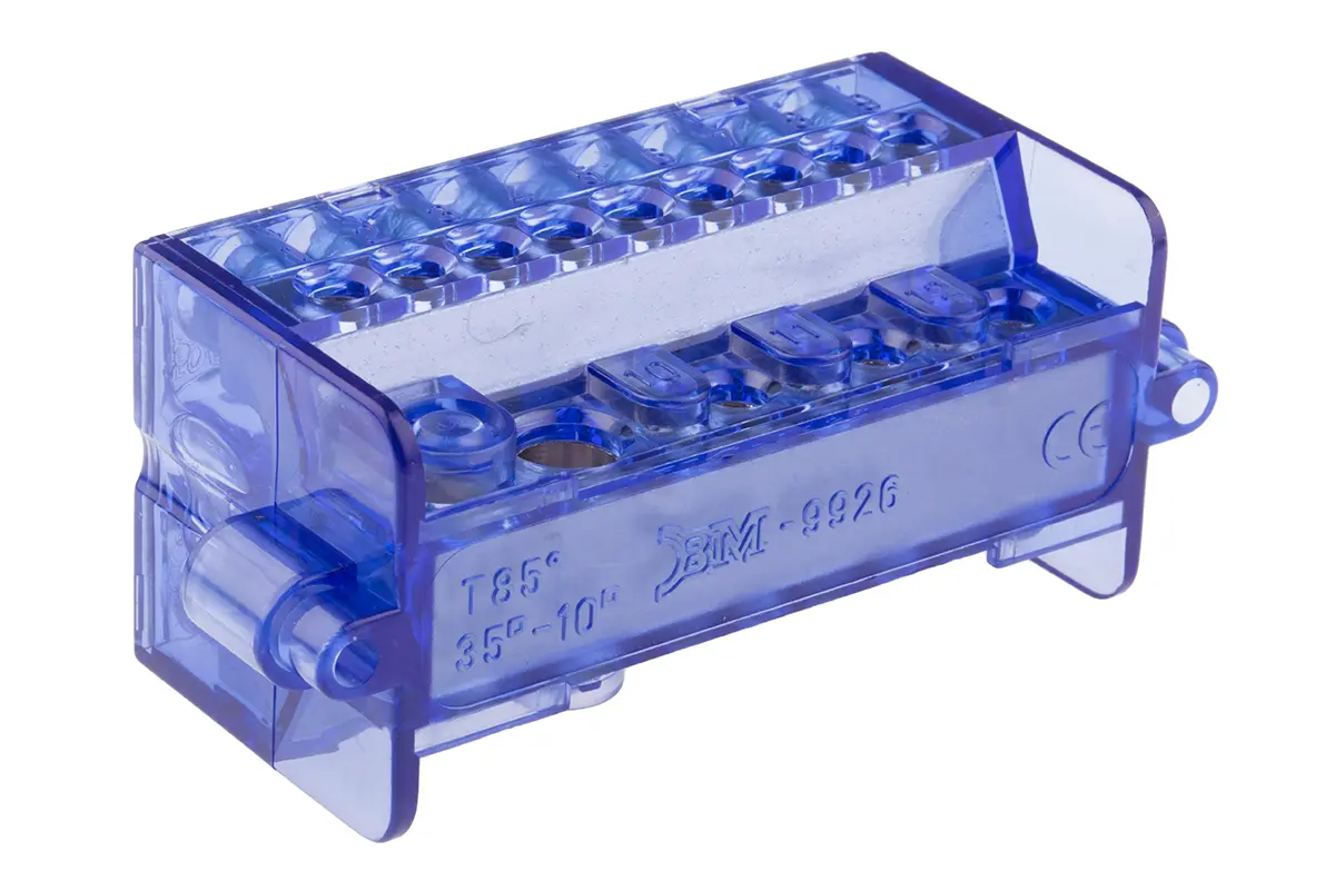 Produktfoto 1 von RS PRO Verteilerblock 26-polig 76A, Polycarbonat Blau