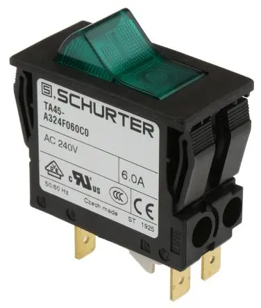 Produktfoto 1 von Schurter TA45 Thermischer Schutzschalter, 2-polig, TA35 Panel, 6A, Warm