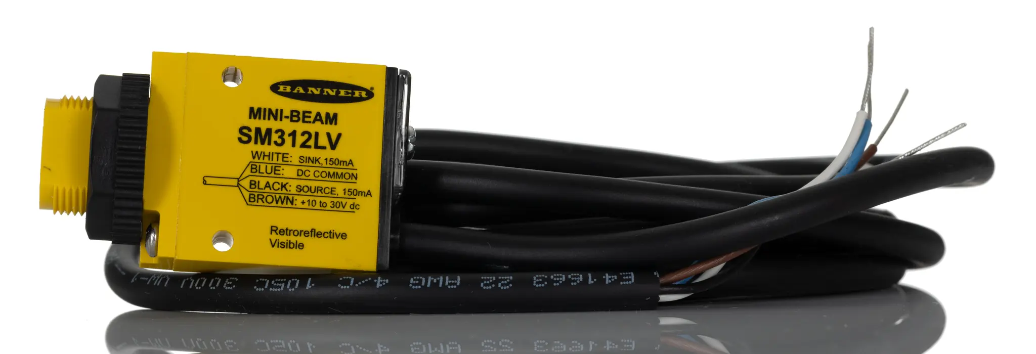 Produktfoto 1 von Banner Kubisch Optischer Sensor, Reflektierend, Bereich 5 m, NPN/PNP Ausgang, Anschlusskabel